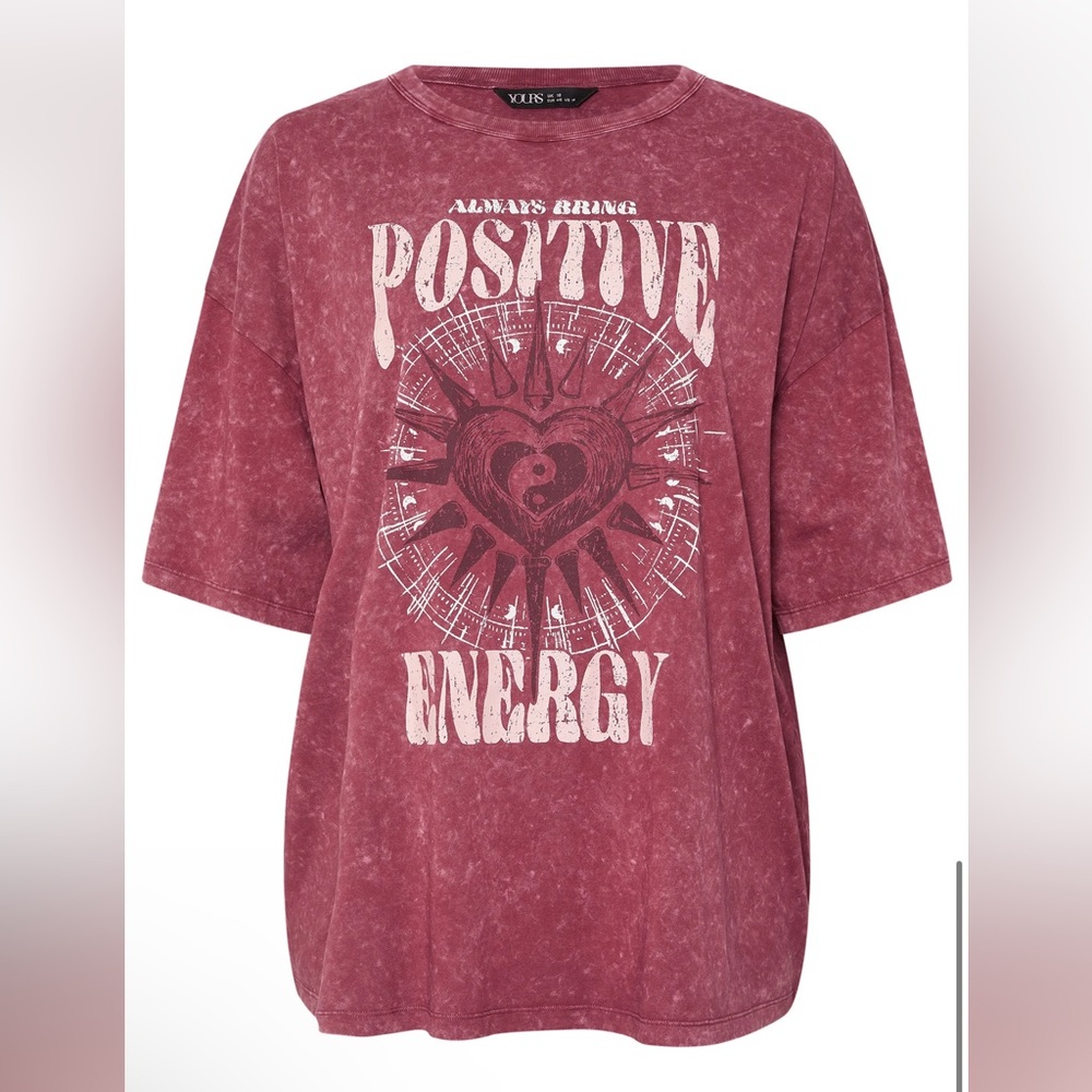 Women’s plus-size Pink & White “Positive Energy” Graphic Oversized T-shirt💜💜4X - Picture 4 of 6